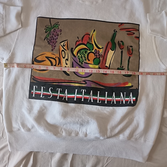 Vintage Fruit of the loom Festa Italiana Women's Sweatshirt, Size L, White - Picture 4 of 7